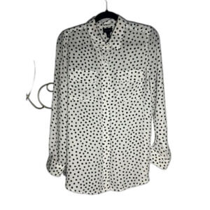 Who What Wear Polka Dot Button Down Shirt Size Large